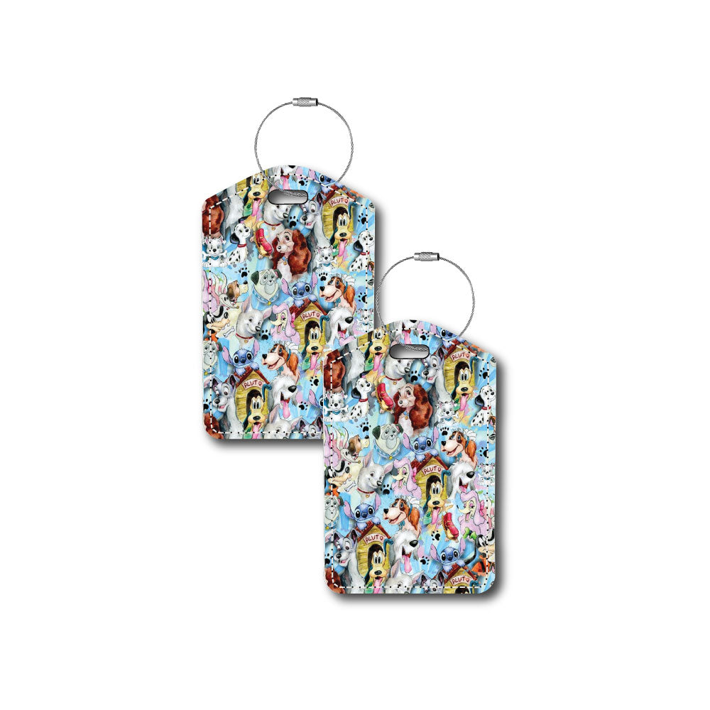 Watercolor Disney Dogs Collage | Passport Holder & Luggage Tag