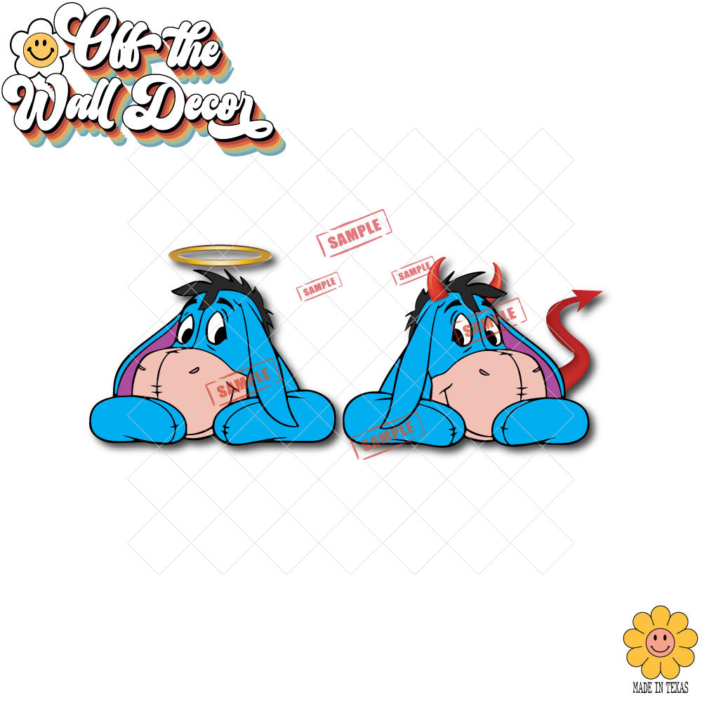 Eeyore Angel and Devil | Vehicle Window, Vinyl decal sticker