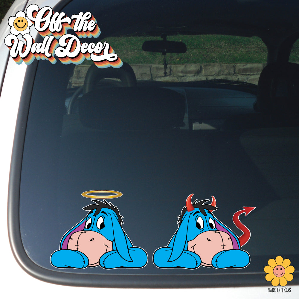 Eeyore Angel and Devil | Vehicle Window, Vinyl decal sticker
