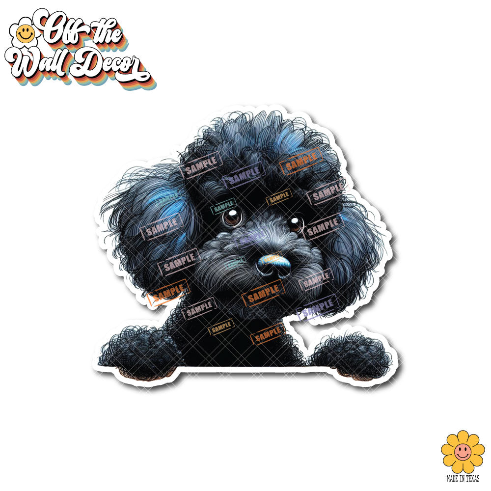 Peeking Poodle | Car/Truck Sticker, Automotive Decals, Car Bling Stickers and Decals, Pet Cat Dog Decal for Window