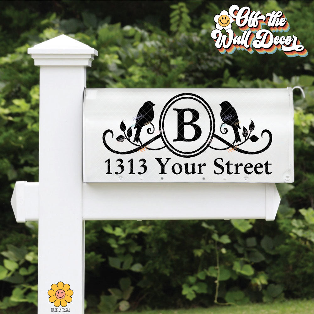 Birds | Personalized Mailbox Address Decal - Customized Vinyl Sticker for Mailboxes Outdoor