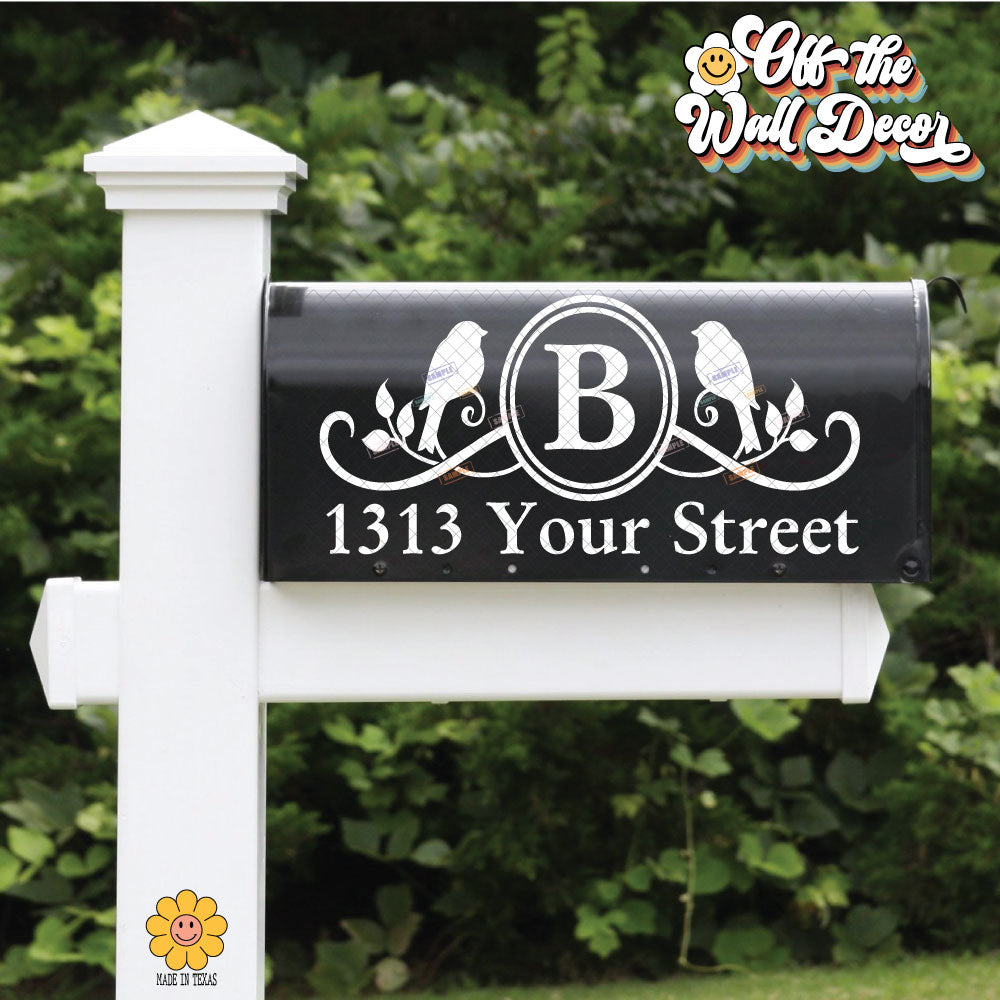 Birds | Personalized Mailbox Address Decal - Customized Vinyl Sticker for Mailboxes Outdoor