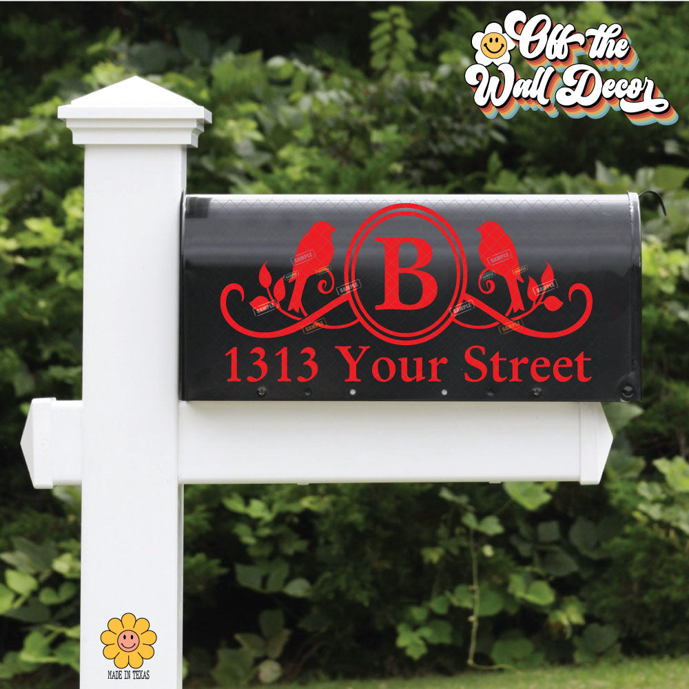Birds | Personalized Mailbox Address Decal - Customized Vinyl Sticker for Mailboxes Outdoor