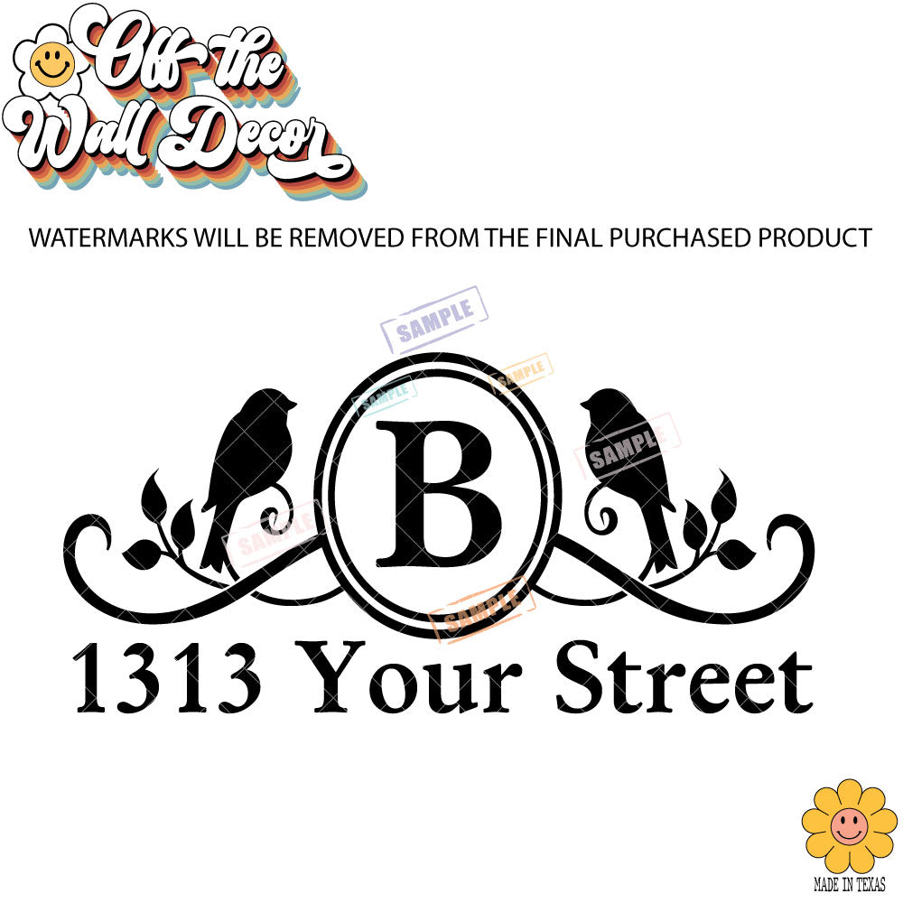 Birds | Personalized Mailbox Address Decal - Customized Vinyl Sticker for Mailboxes Outdoor
