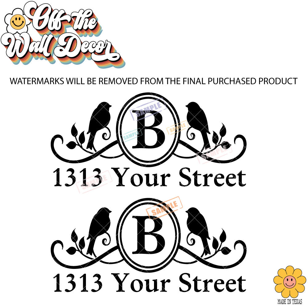 Birds | Personalized Mailbox Address Decal - Customized Vinyl Sticker for Mailboxes Outdoor