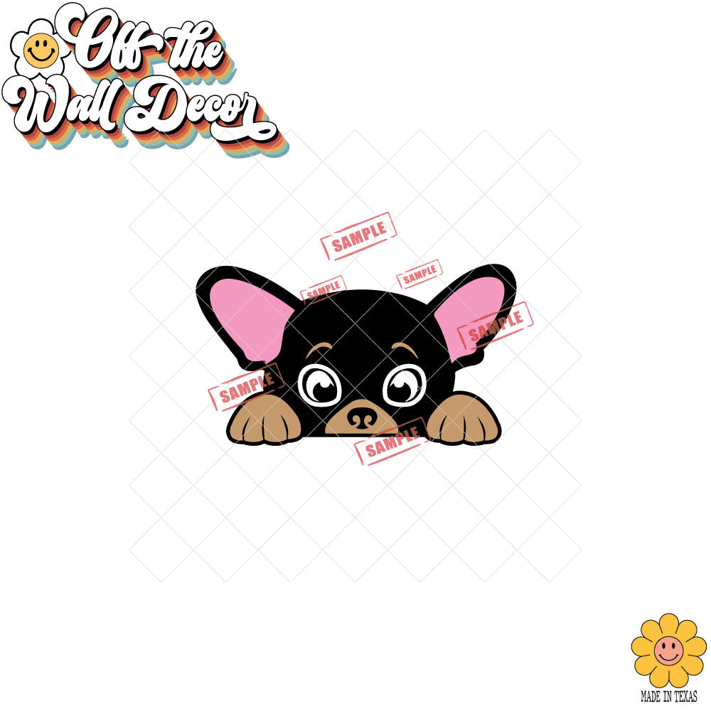 Peeking Chihuahua | Car/Truck Sticker, Automotive Decals, Car Bling Stickers and Decals, Pet Cat Dog Decal for Window