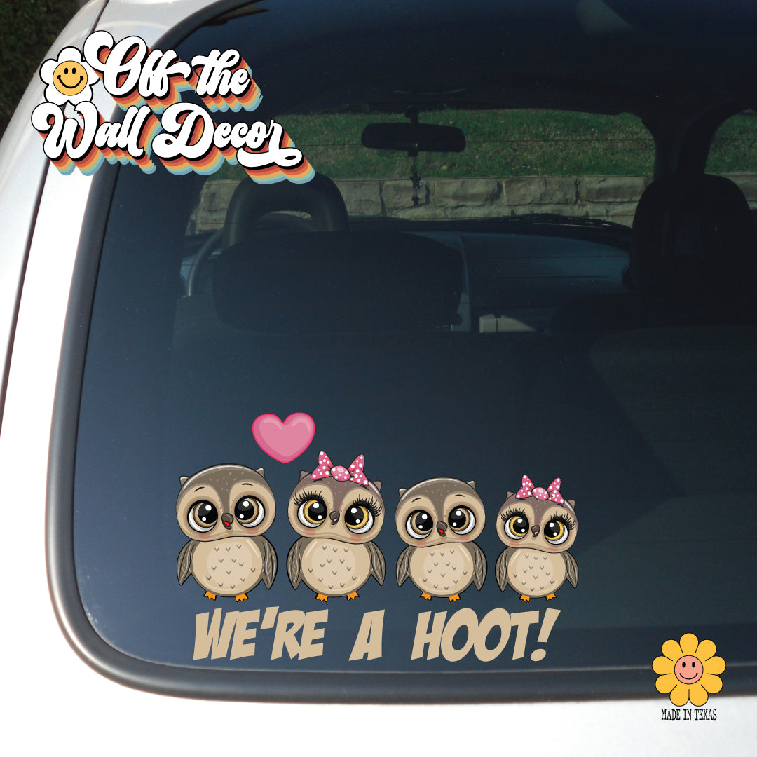 Tan Owl Family | Car/Truck Sticker, Automotive Decals, Family Car Bling Stickers and Decals, Pet Cat Dog Decal for Window