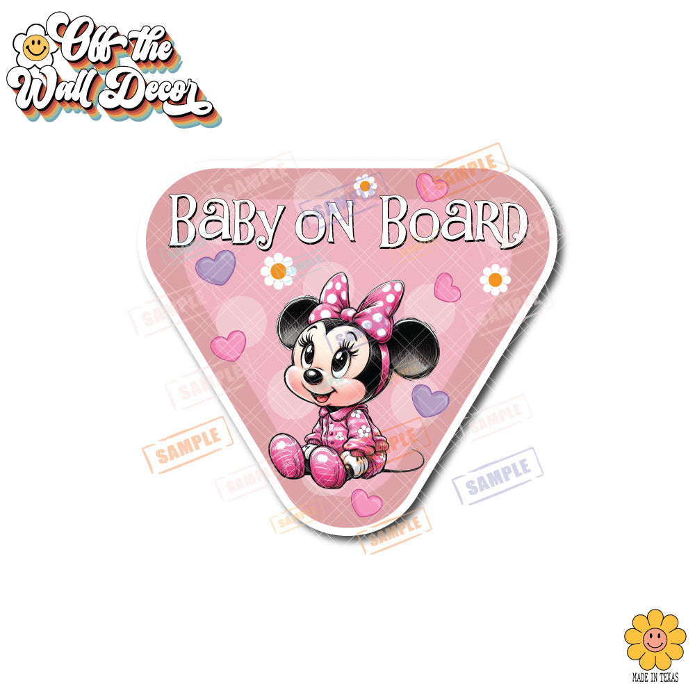 Minnie | Baby on Board | Suction Cup Sign, Magnet OR Vinyl Decal Sticker