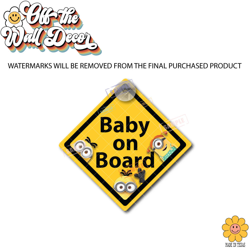 Minions | Baby on Board | Suction Cup Safety Sign