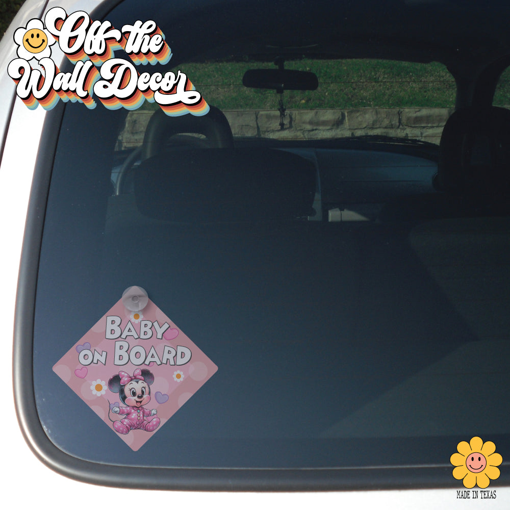 Baby Minnie | Baby on Board | Suction Cup Sign, Magnet OR Vinyl Decal Sticker
