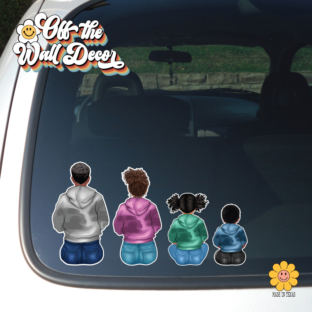 Hoodie Family | Car/Truck Sticker, Automotive Decals, Family Car Bling Stickers and Decals, Pet Cat Dog Decal for Window