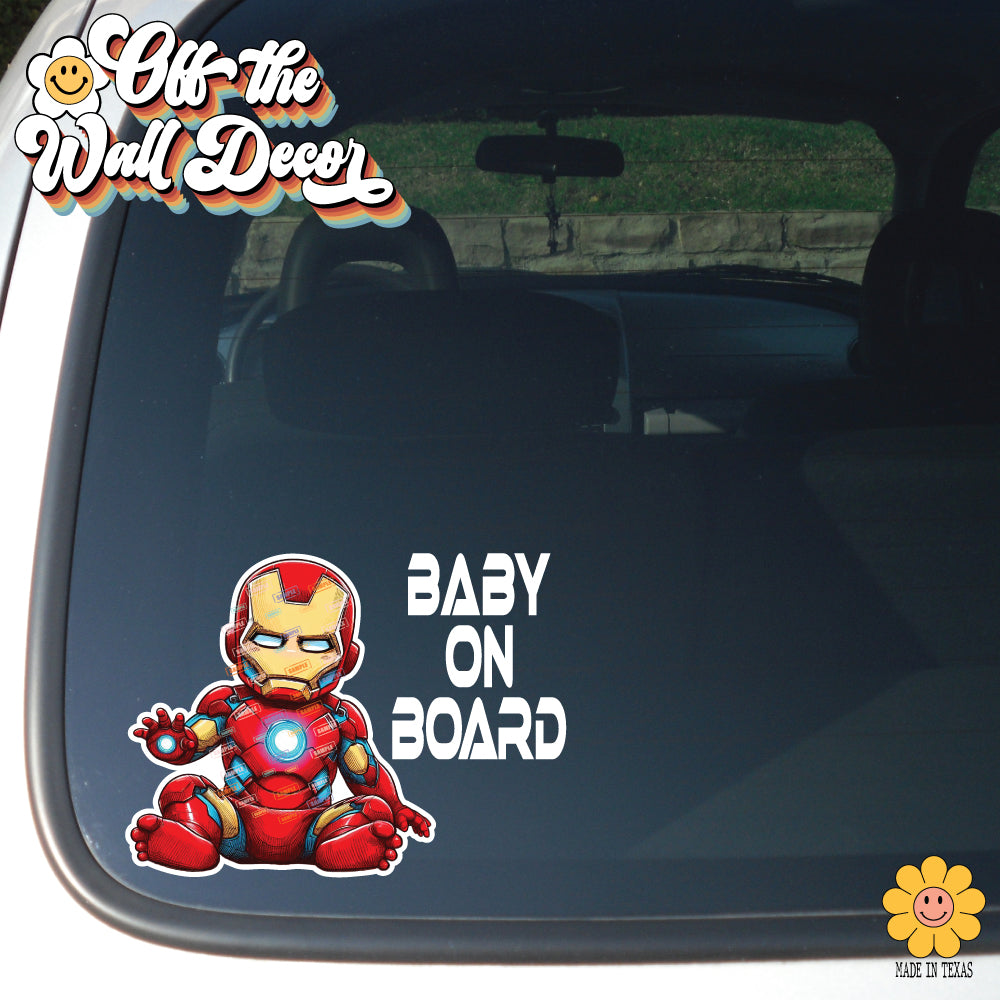 Little Hero Ironman | Baby on Board | Suction Cup Sign, Magnet OR Vinyl Decal Sticker