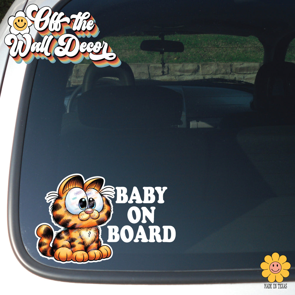 Garfield | Baby on Board | Suction Cup Sign, Magnet OR Vinyl Decal Sticker