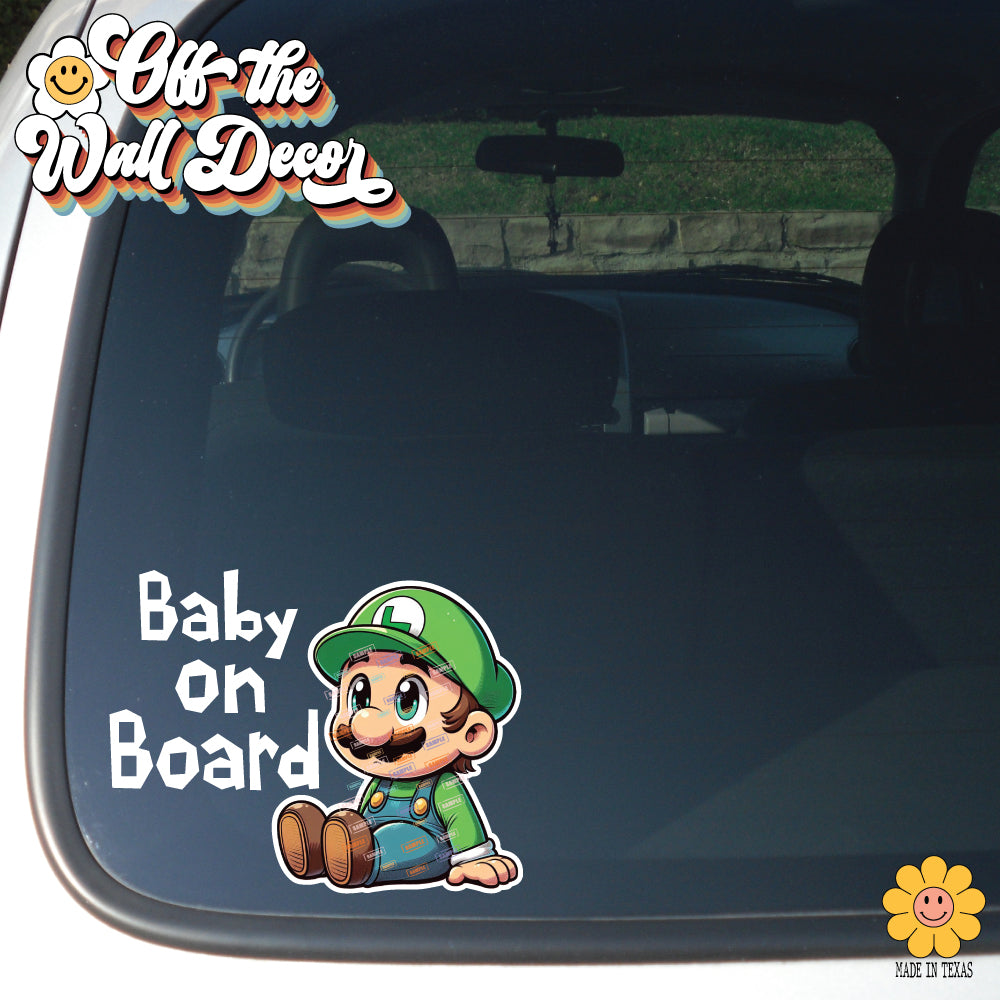 Baby Luigi | Baby on Board | Suction Cup Sign, Magnet OR Vinyl Decal Sticker