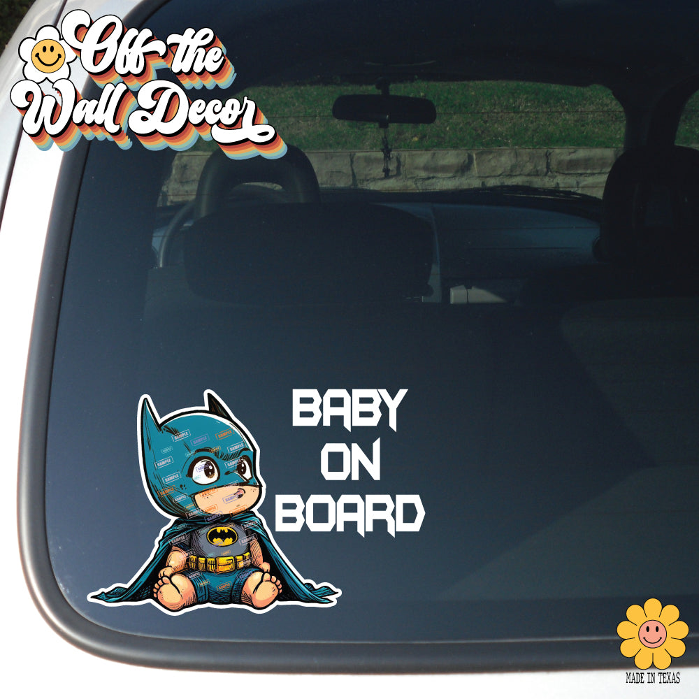 Little Hero Bat Dude | Baby on Board | Suction Cup Sign, Magnet OR Vinyl Decal Sticker