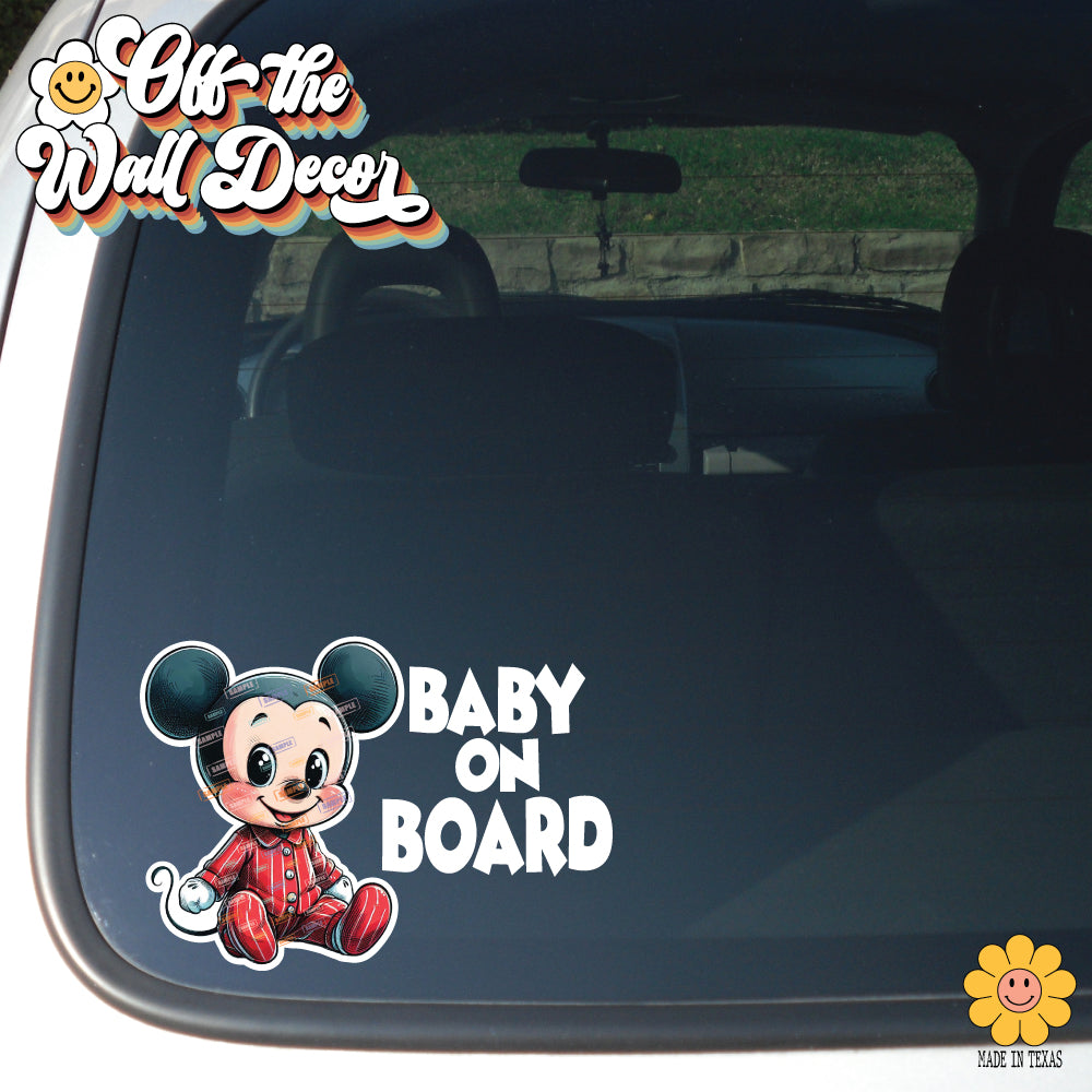 Baby on Board | Baby Mickey | Suction Cup Sign, Magnet OR Vinyl Decal Sticker