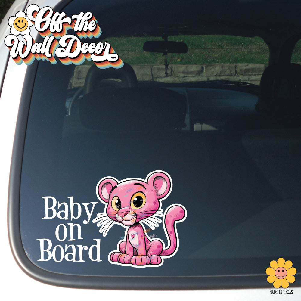 Little Pink Panther | Baby on Board | Suction Cup Sign, Magnet OR Vinyl Decal Sticker