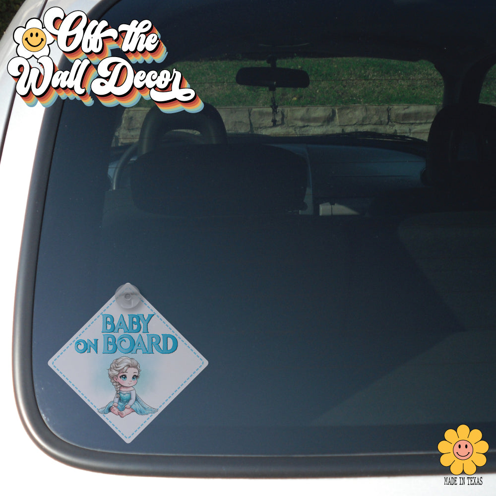 Little Princess Elsa | Baby on Board | Suction Cup Sign, Magnet OR Vinyl Decal Sticker