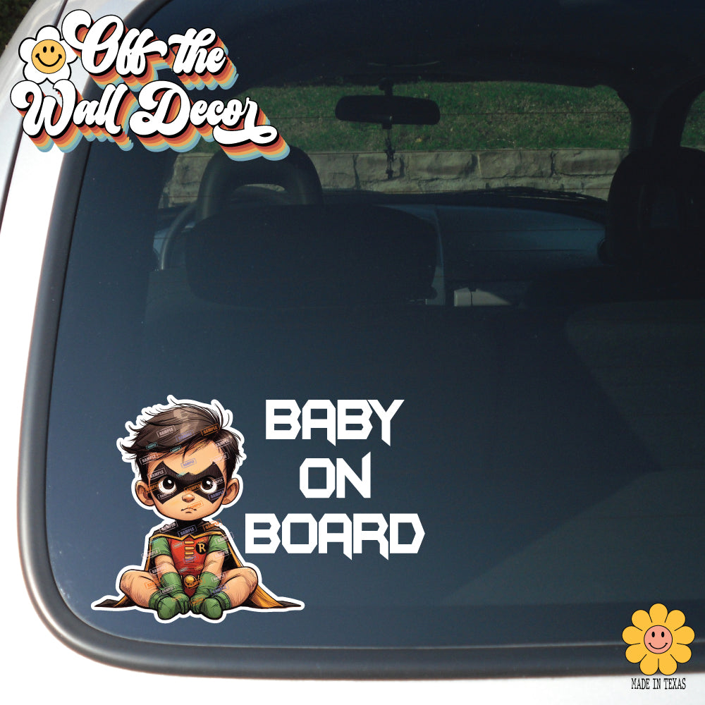 Little Hero Robin | Baby on Board | Suction Cup Sign, Magnet OR Vinyl Decal Sticker