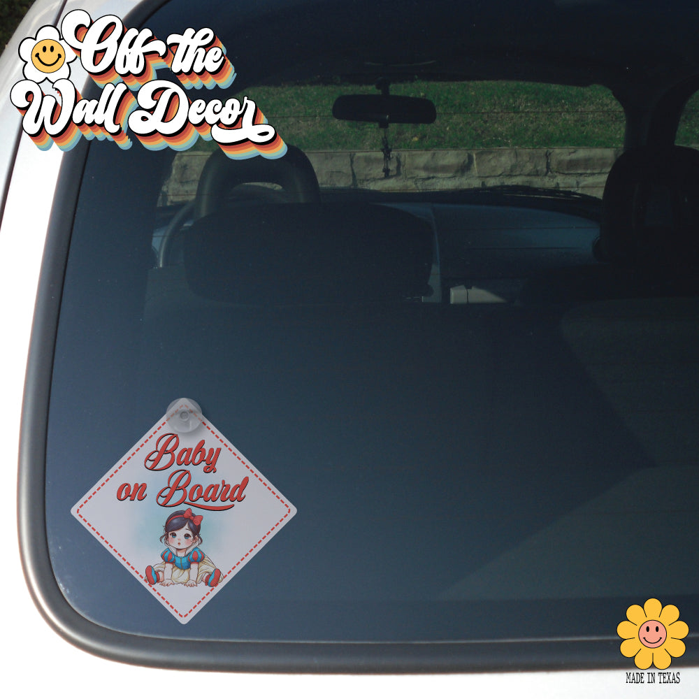 Baby Snow White | Baby on Board | Suction Cup Sign, Magnet OR Vinyl Decal Sticker