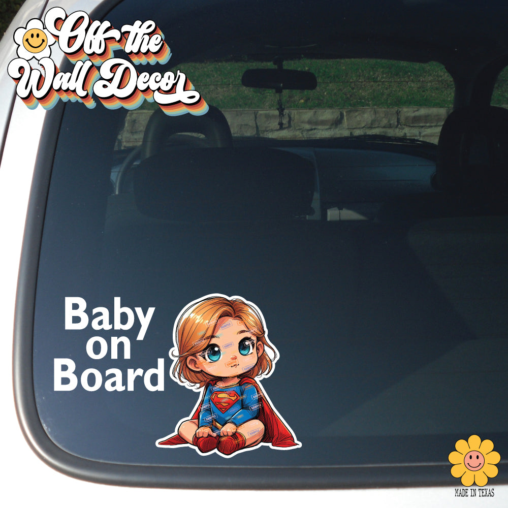 Little Hero Supergirl | Baby on Board | Suction Cup Sign, Magnet OR Vinyl Decal Sticker