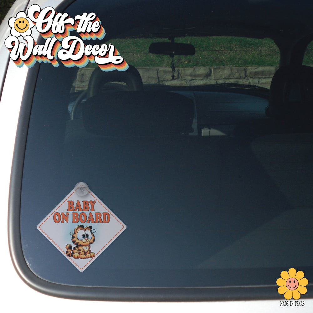 Garfield | Baby on Board | Suction Cup Sign, Magnet OR Vinyl Decal Sticker