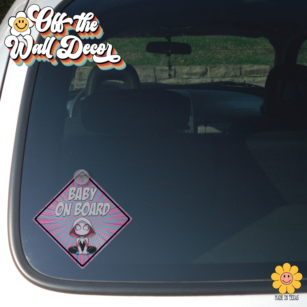 Little Spider Gwen | Baby on Board | Suction Cup Sign, Magnet OR Vinyl Decal Sticker