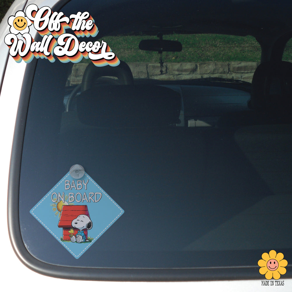 Little Snoopy Pup & Friend | Baby on Board | Suction Cup Sign, Magnet OR Vinyl Decal Sticker