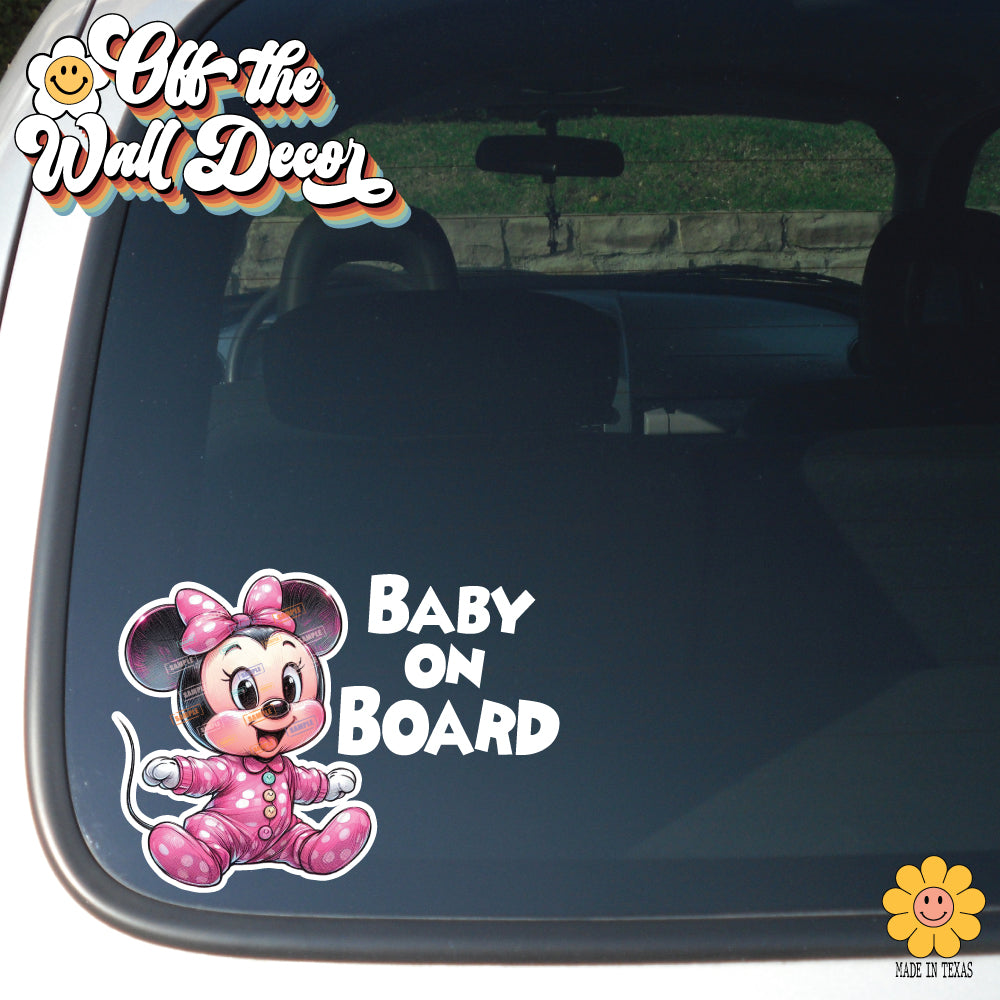 Baby Minnie | Baby on Board | Suction Cup Sign, Magnet OR Vinyl Decal Sticker