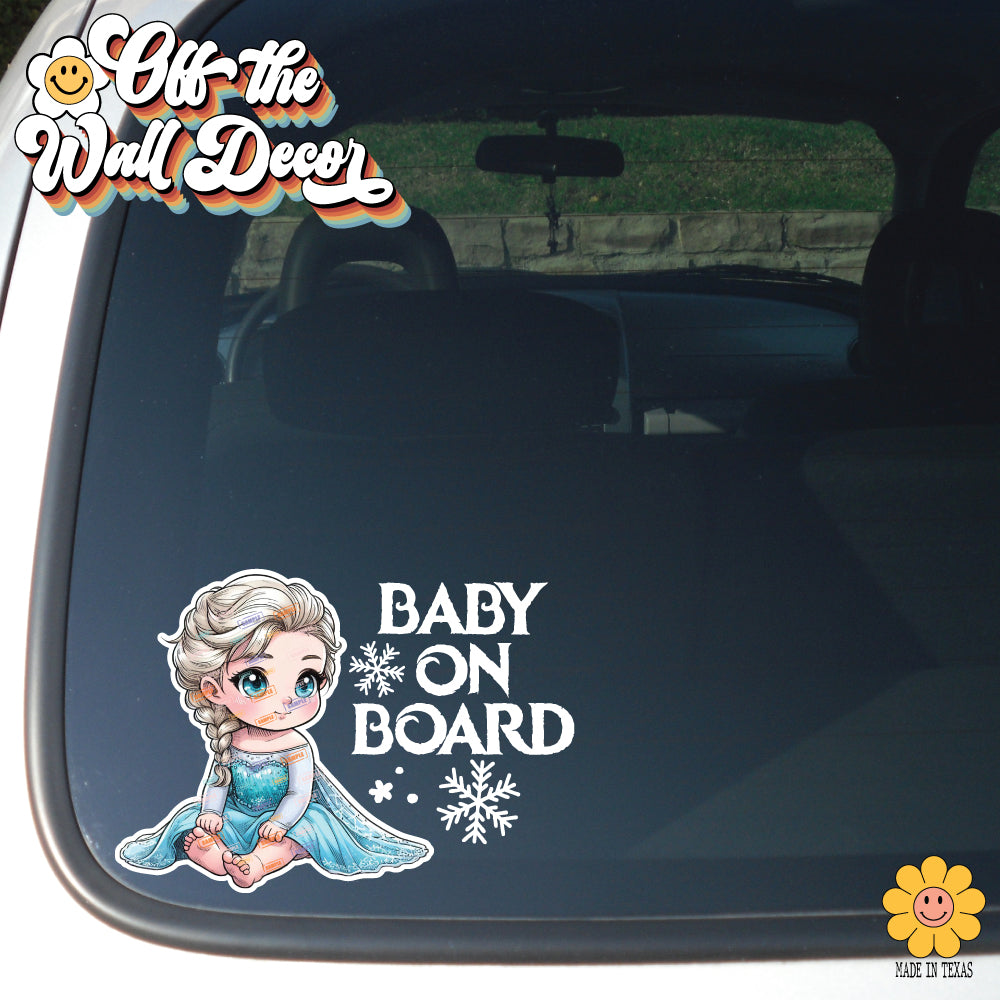 Little Princess Elsa | Baby on Board | Suction Cup Sign, Magnet OR Vinyl Decal Sticker