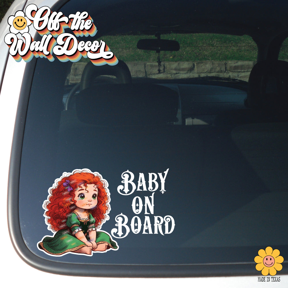 Little Princess Merida | Baby on Board | Suction Cup Sign, Magnet OR Vinyl Decal Sticker