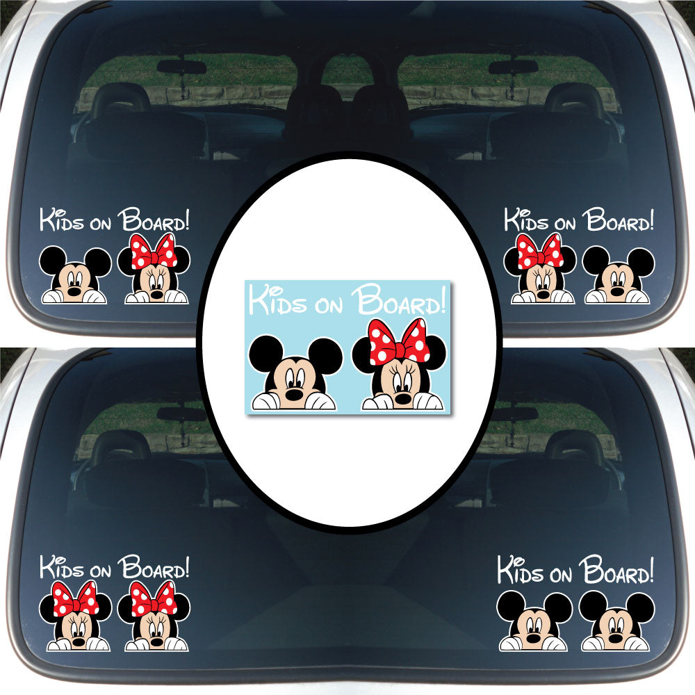 Mickey & Minnie | Kids on Board | Suction Cup Sign, Magnet OR Vinyl Decal Sticker