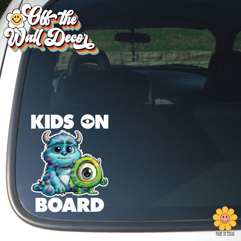 Little Sully & Mike | Kids on Board | Suction Cup Sign, Magnet OR Vinyl Decal Sticker
