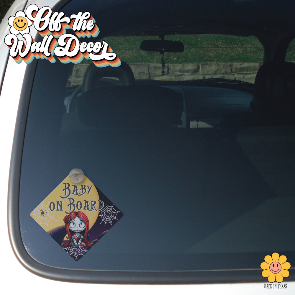 Sally Halloween | Baby on Board | Suction Cup Sign, Magnet OR Vinyl Decal Sticker