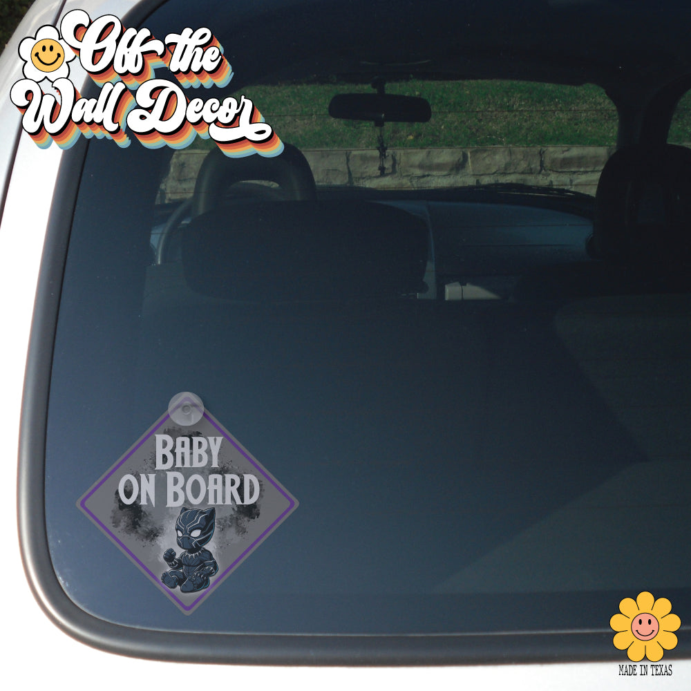 Little Black Panther | Baby on Board | Suction Cup Sign, Magnet OR Vinyl Decal Sticker