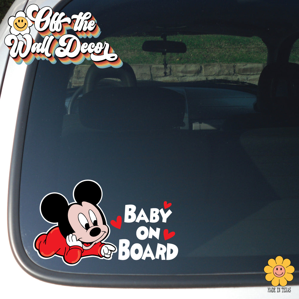 Baby Mickey | Baby on Board | Suction Cup Sign, Magnet OR Vinyl Decal Sticker