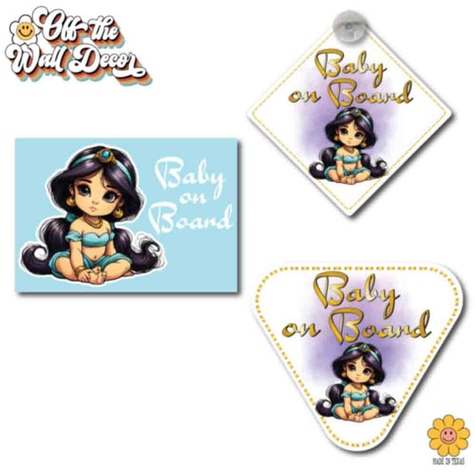 Baby Princess Jasmine | Baby on Board | Suction Cup Sign, Magnet OR Vinyl Decal Sticker