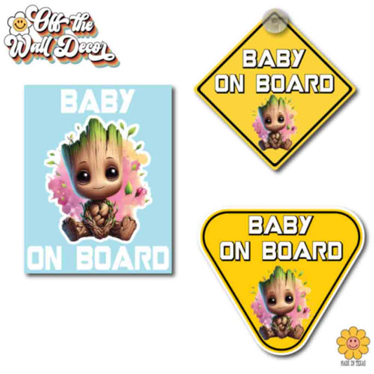 Baby Groot | Baby on Board | Suction Cup Sign, Magnet OR Vinyl Decal Sticker
