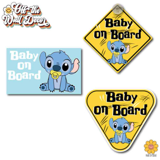 Stitch Baby | Baby on Board | Suction Cup Sign, Magnet OR Vinyl Decal Sticker
