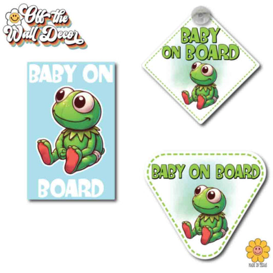 Baby Kermit | Baby on Board | Suction Cup Sign, Magnet OR Vinyl Decal Sticker