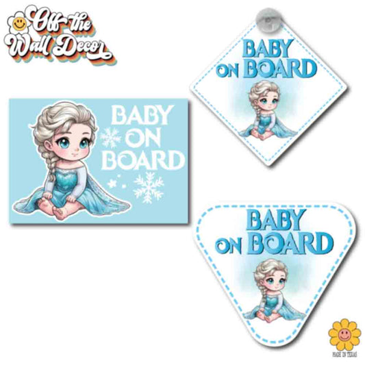 Little Princess Elsa | Baby on Board | Suction Cup Sign, Magnet OR Vinyl Decal Sticker