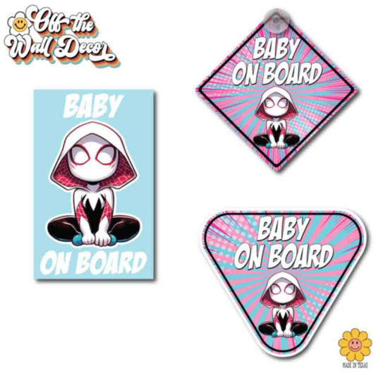 Little Spider Gwen | Baby on Board | Suction Cup Sign, Magnet OR Vinyl Decal Sticker