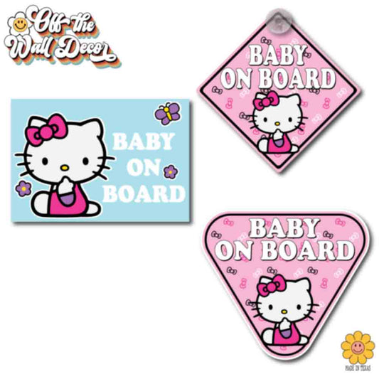 Hello Kitty | Baby on Board | Suction Cup Sign, Magnet OR Vinyl Decal Sticker