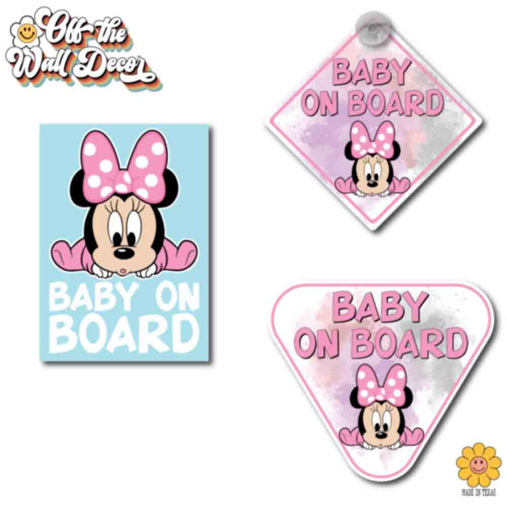 Baby Minnie | Baby on Board | Suction Cup Sign, Magnet OR Vinyl Decal Sticker
