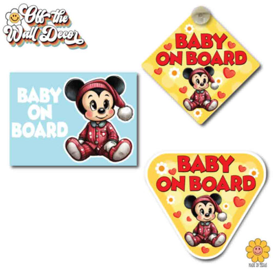 Baby Mickey | Baby on Board | Suction Cup Sign, Magnet OR Vinyl Decal Sticker