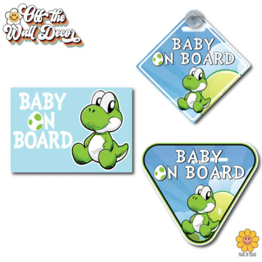 Baby Yoshi | Baby on Board | Suction Cup Sign, Magnet OR Vinyl Decal Sticker