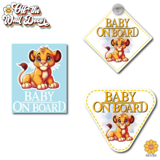 Simba | Baby on Board | Suction Cup Sign, Magnet OR Vinyl Decal Sticker