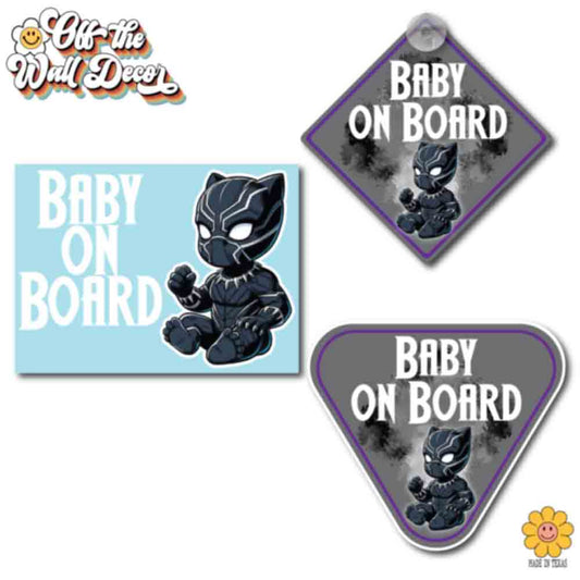 Little Black Panther | Baby on Board | Suction Cup Sign, Magnet OR Vinyl Decal Sticker