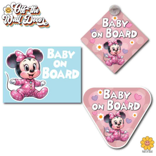 Baby Minnie | Baby on Board | Suction Cup Sign, Magnet OR Vinyl Decal Sticker
