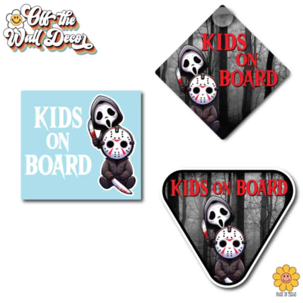Baby Horror Characters | Kids on Board | Suction Cup Sign, Magnet OR Vinyl Decal Sticker